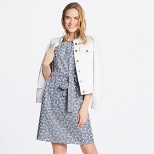 NWOT Draper James Chambray Floral Embroidery 100% Cotton Floral Shift Dress S